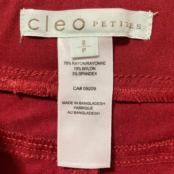 CLEO PETITES Brick red tappered straight leg pants w/ zipper pockets ~ XS SMALL - Picture 2 of 11